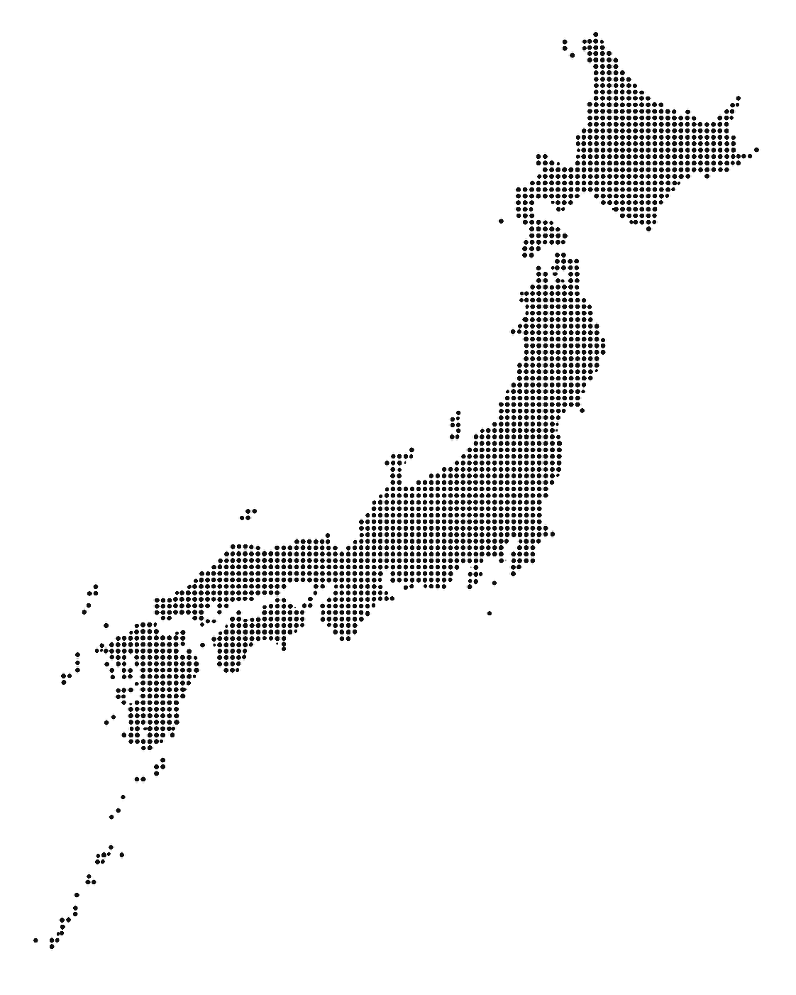 仕入先のある都道府県を示す日本地図